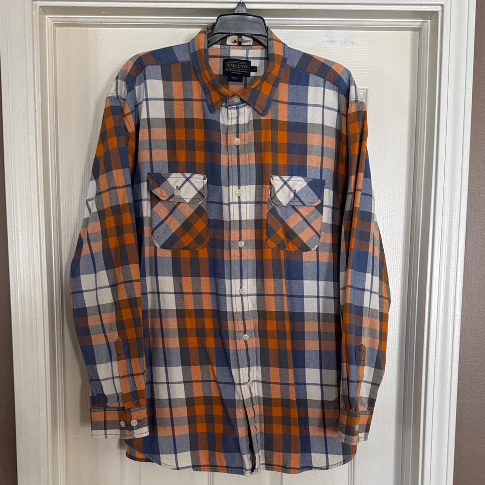 Pendleton Men's Checkered Flannel Shirt - Navy, Rust, Cream